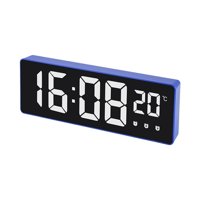 Magideal - Reloj Despertador Digital Pantalla De Temperatura De Gran Número Brillo Ajustable Luz Nocturna Pantalla Led Para Viajes En Casa Dormitorio Interior Es Azul