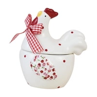 Magideal - Azucarero, Salero, Dispensador Con Forma De Pollo, Con Diseño Floral Rojo, Para Condimentos, Sal, Para Cafetería, Barra, Cocina, Encimera Y Hogar.