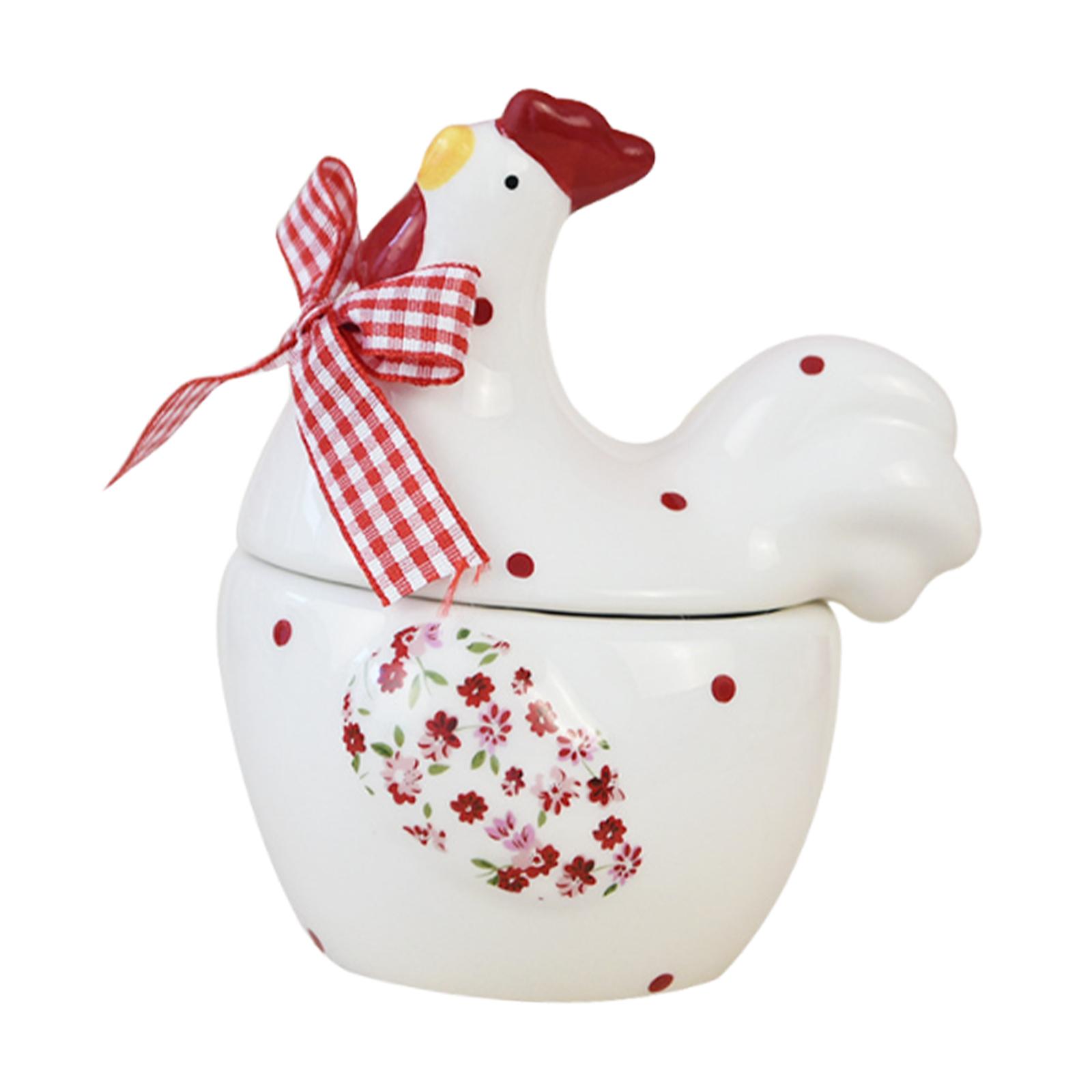 Magideal - Azucarero, Salero, Dispensador Con Forma De Pollo, Con Diseño Floral Rojo, Para Condimentos, Sal, Para Cafetería, Barra, Cocina, Encimera Y Hogar.