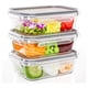 thumbnail image 1 of Juego de recipientes de vidrio para almacenar alimentos con tapa (3 piezas de 1040 ml: 1 compartimento), para horno, 1 of 5