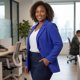 thumbnail image 3 of Agnes Orinda Blazer de Oficina para Mujer Talla Grande de Otoño con Solapa Entallada y Botones 3X Azul Real, 3 of 6