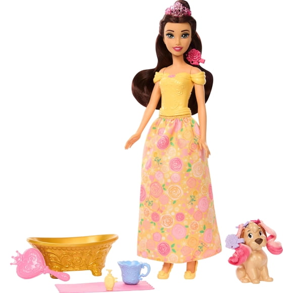 Muñeca de moda Mattel Disney Princess Belle con perro y accesorios