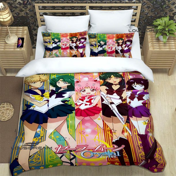 Cartoon S-Sailor-M-Moon Bedding Sets exquisite bed supplies set duvet cover bed comforter set bedding set luxury birthday gift Bed Sheets