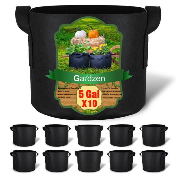 Bolsas de cultivo Planter Gardzen, paquete de 10 unidades, 19 litros, con asas