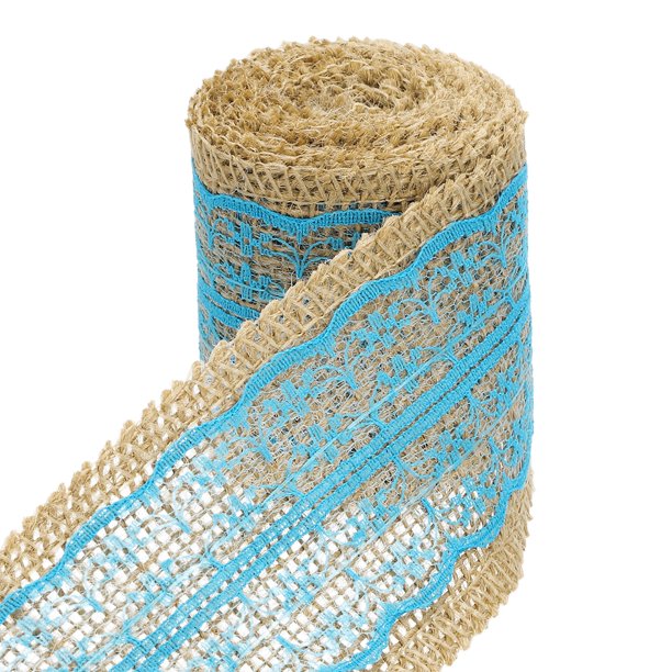 Uxcell Cinta de Encaje de Yute, Cinta de Arpillera de 2.18 Yardas para Decoración de Fiestas de Boda, Azul Cielo