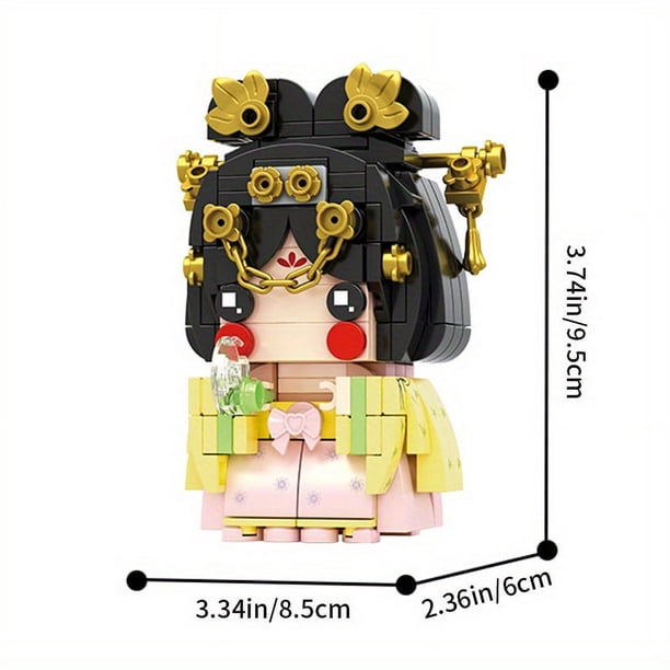 Chinese Tang Dynasty Four Beauties Princess Square Head Building Block Set - Creative Assembled Toy for Tabletop Decoration & Birthday Gifts
