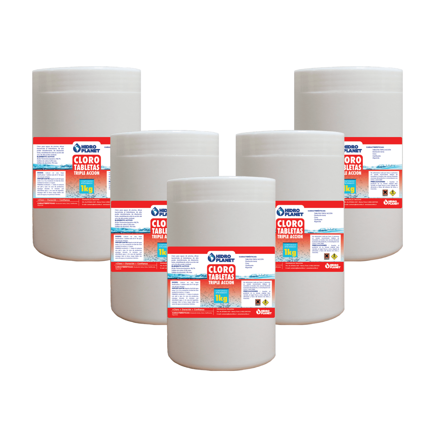 Genérica - Pack 5 Unidades Tableta Triple Acción, Pote 1kg