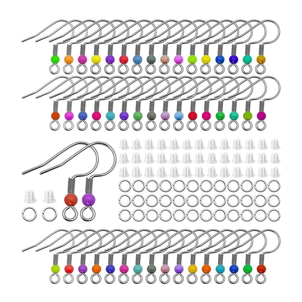 100 Uds. Ganchos para pendientes, anillos para saltar, accesorios para pendientes, conjunto de suministros para hacer pendientes de acero inoxidable,