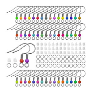 Magideal - 100 Uds. Ganchos Para Pendientes, Anillos Para Saltar, Accesorios Para Pendientes, Conjunto De Suministros Para Hacer Pendientes De Acero Inoxidable,