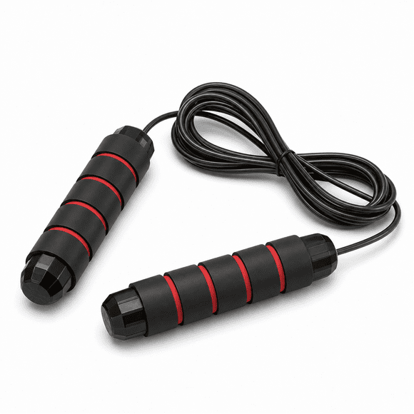 Cuerda De Salto Pvc Negro/Rojo Fitness Cardio Crossfit