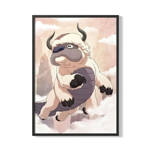 Creango - Cuadro Poster Enmarcado Avatar Aang Appa Bisonte Decorativo
