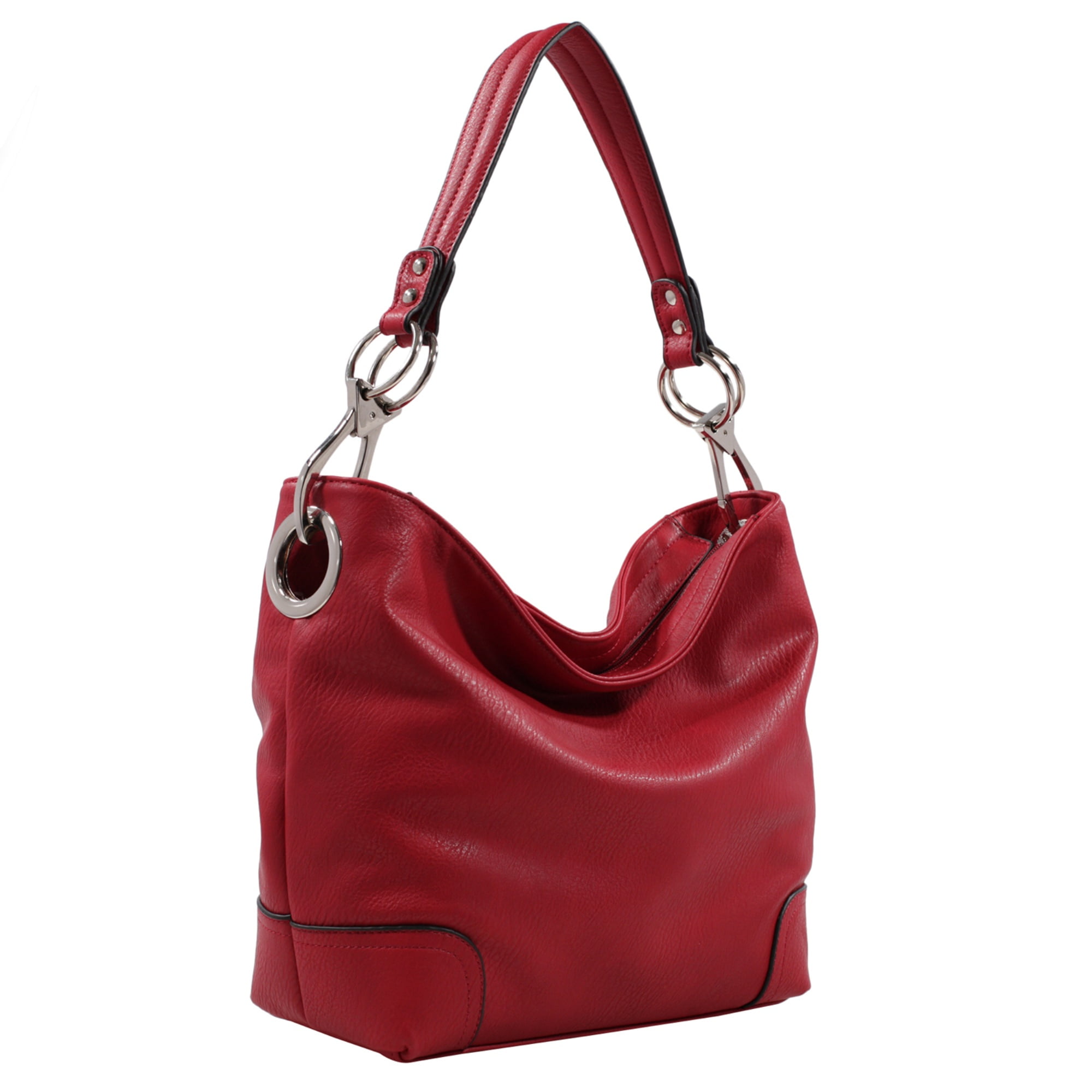 Bolso Hobo Para Mujer, Mkf Collection, Bolso De Hombro De Cuero Vegano Suave, Espacioso Y Casual - Emily - Rojo