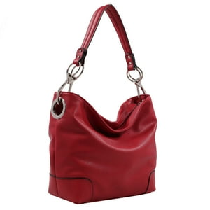 Bolso Hobo Para Mujer, Mkf Collection, Bolso De Hombro De Cuero Vegano Suave, Espacioso Y Casual - Emily - Rojo