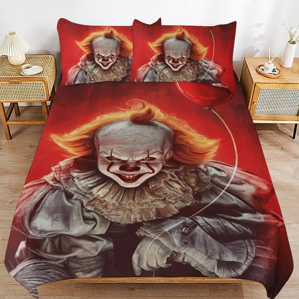 Pennywise Bedding Set Duvet Cover Comfortable and Lightweight Cartoon Bedding 3 Piece Bed Set