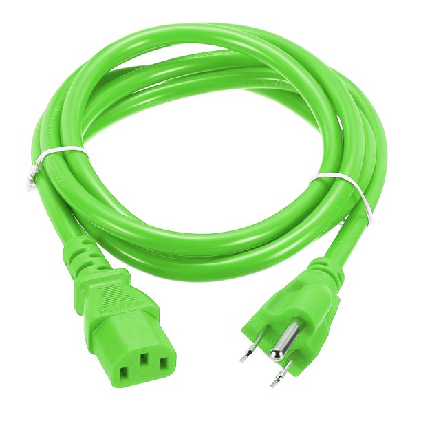 Uxcell Cable de Alimentación Universal Verde de 6 pies 18 AWG 18/3 C13 a NEMA 5-15P 10A 125V Extensión de 3 Clavijas
