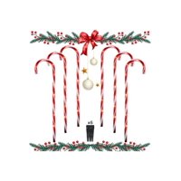 Navidad. - Pack 6 Bastones De Caramelo Grandes Para Exteriores De Navidad Con Panel Solar