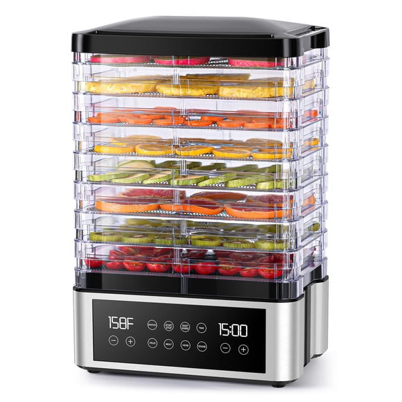 Deshidratador de Alimentos Tupoyi con 8 Bandejas de Acero Inoxidable y Temporizador de 48H