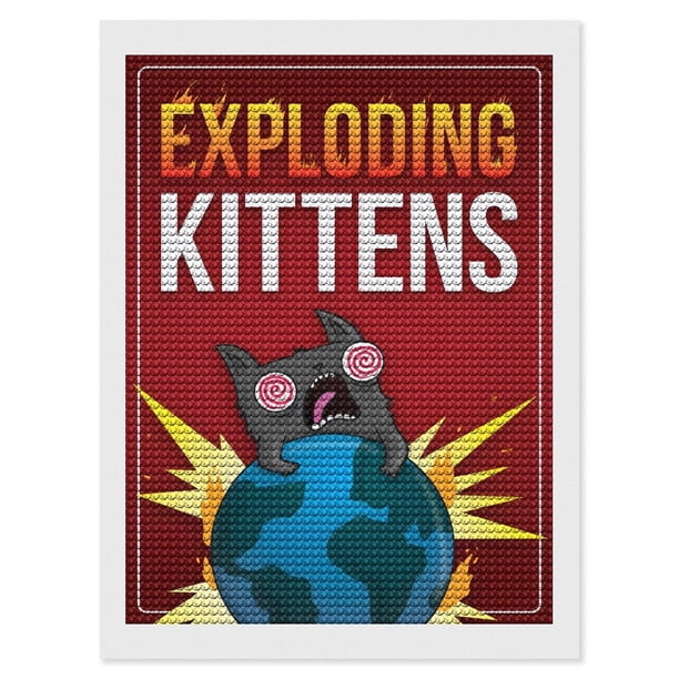 Exploding Kittens Kits de Pintura de Diamantes para Adultos 5D DIY Diamond Art Kits Full Drill Diamond Dots para Regalo Decoración de Pared y Relajación Artes de Gemas 30*40cm