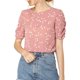thumbnail image 1 of INSPIRE CHIC Blusas de Mujer con Fruncido Cuello Redondo Manga Corta Camisa Floral Rosa M, 1 of 7