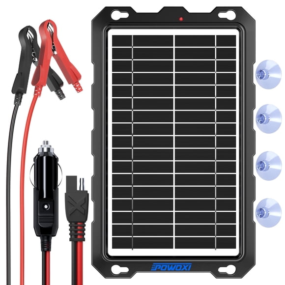 Cargador de batería solar POWOXI, 9 W, 12 V, resistente al agua