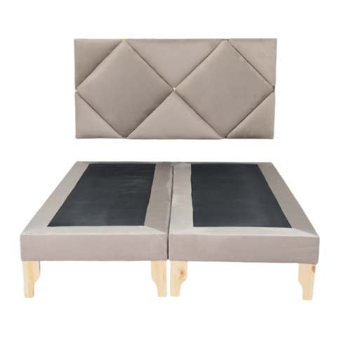 Muebles New - Base Cama Deluxe Dos Plazas Beige Felpa