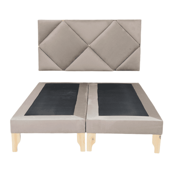 Base Cama Deluxe Dos Plazas Beige Felpa