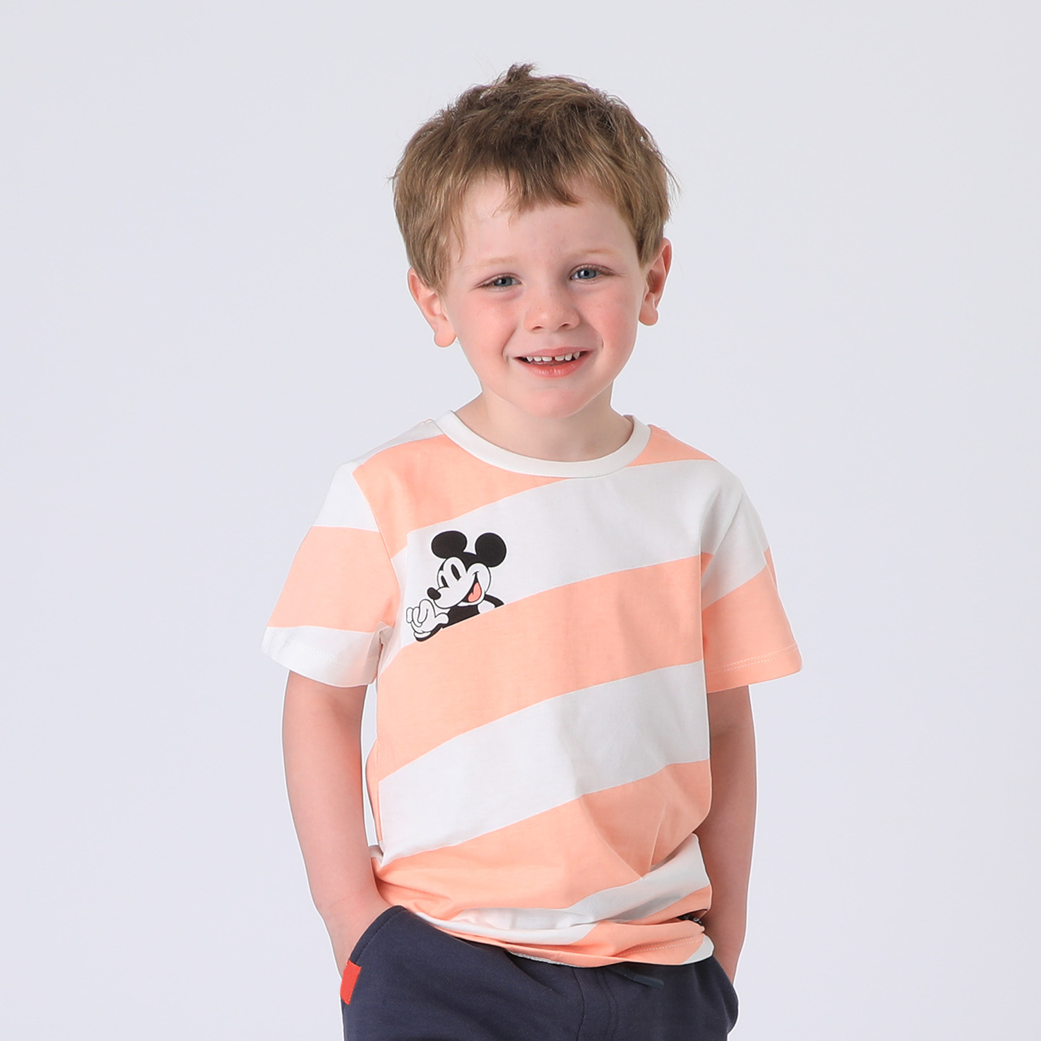 Polera Manga Corta Niño Beige Estampado Mickey Disney