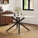 thumbnail image 2 of 63"x35.4" Luxurious White Marble-Patterned Tempered Glass Dining Table.Single Fork Black Metal Table Legs.Tempered Glass Table Top,Black Metal Leg.Make it Adaptable To Various Styles.W1151S03299, 2 of 3