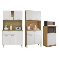 Movelaria - Combo Mueble Para Microondas Orion, Mueble De Cocina Kyra Y Mueble De Cocina Kris K020604