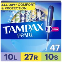 Tampones Tampax Pearl, Paquete Múltiple, 47 Unidades, Absorbentes Ligeros, Regulares Y Superligeros