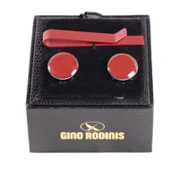 Set Pasador De Corbata Y Cubre Botón Gino Rodinis Tb019 - Rojo