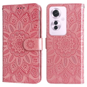 Funda Tipo Cartera Foxdock Para Oppo F25 Pro , Diseño Girasol En Relieve, Cuero Pu, Cierre Magnético, Soporte Y Tarjetero
