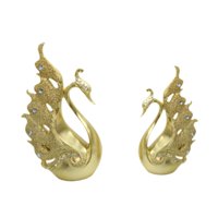 Magideal - 2X Esculturas De Resina Estatuas De Cisne Para Amantes Figuras Decorativas Adornos Figuras De Pájaros Para Fiesta Navidad Día De San Valentín Dormitor Dorado