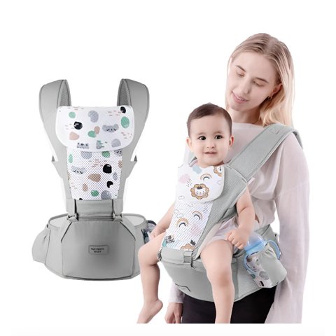 Riqui - Mochila Portabebés Ergonómica Gris