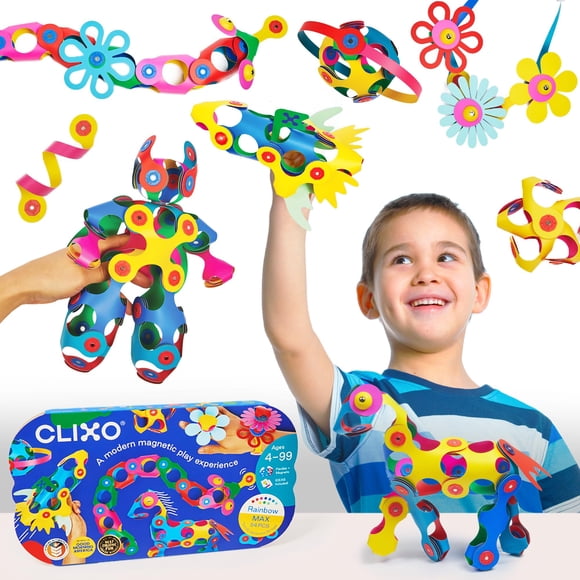 Juguete magnético de construcción Clixo Rainbow Max 54 piezas
