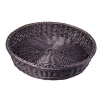 Magideal - Cesta De Almacenamiento Redonda Tejida De Mimbre Cesta De Pan De Ratán Cesta De Servicio De Comida De Mesa Bandeja Cesta De Fruta Tejida Hecha A Mano Café 35X7.5Cm