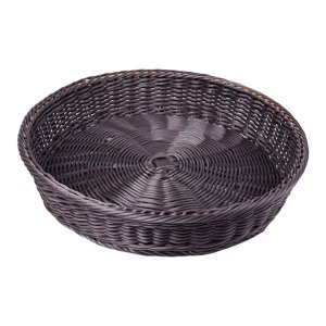 Magideal - Cesta De Almacenamiento Redonda Tejida De Mimbre Cesta De Pan De Ratán Cesta De Servicio De Comida De Mesa Bandeja Cesta De Fruta Tejida Hecha A Mano Café 35X7.5Cm