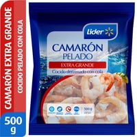 Camarón Extra Grande Pelado Con Cola Desvenado Cocido 500 G Lider