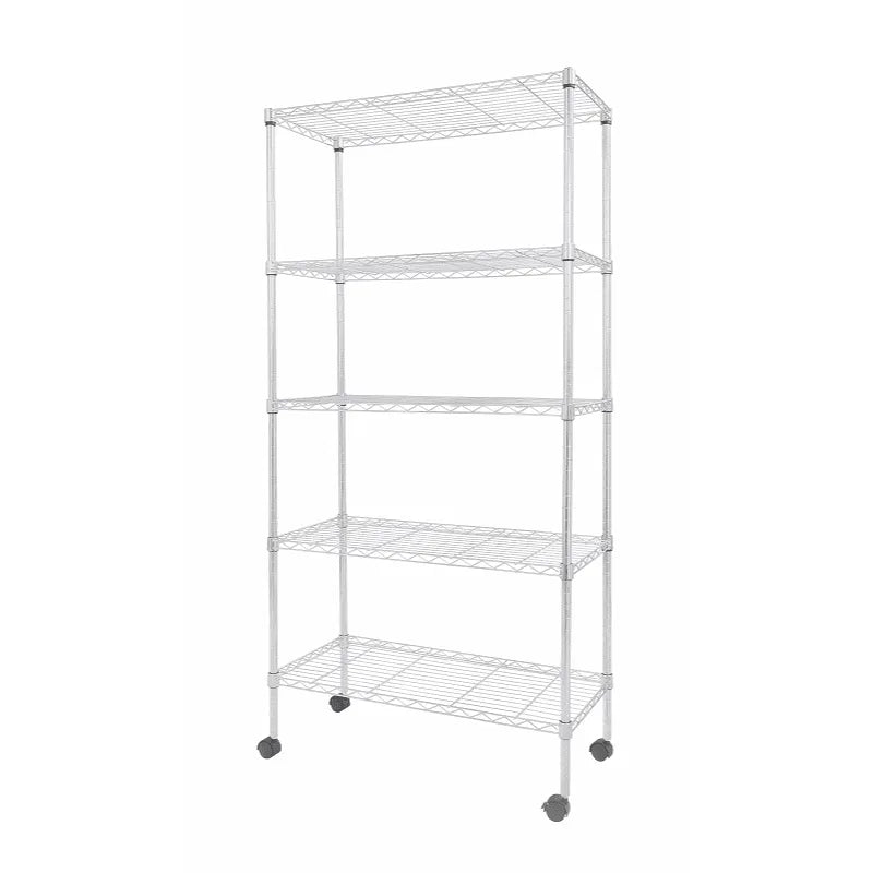 Topmarket - Estante Cromado 5 Niveles Con Rueda 75X35X154 Cm
