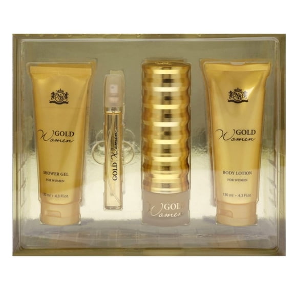Set Perfume New Brand Gold Woman 3.3 oz EDP 4 Piezas