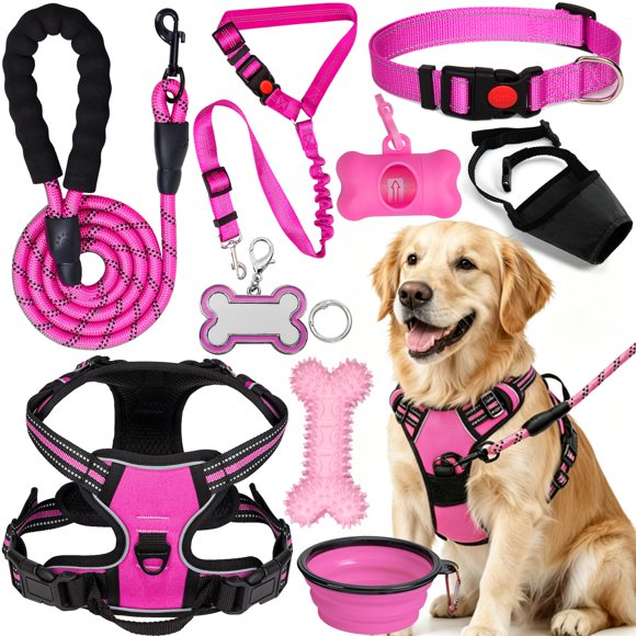 Juego de arnés y correa para perro YXFDOYT rosa - talla L