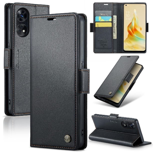 CaseMe tipo cartera OPPO Reno 8 4G con cierre magnético, RFID, tarjetero, soporte, carga inalámbrica