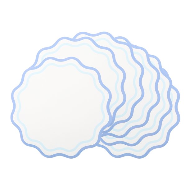 Juego de 6 Manteles Individuales de Cuero para Decoración de Mesa de Cocina, Lavables, Limpiables, Azul 13.4 pulgadas