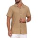 thumbnail image 4 of INSPIRE CHIC Camisa de Punto Casual con Textura de Manga Corta y Diseño Hueco para Hombre 2XL Caqui, 4 of 6