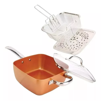 Genérico - Sartén Antiadherente, Set De Cobre