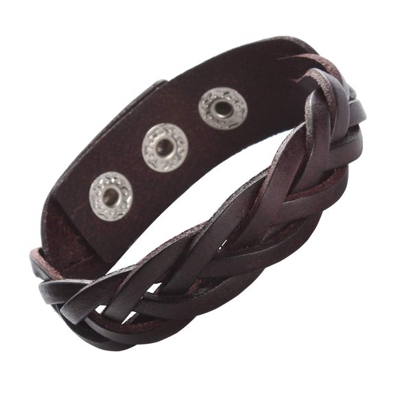 Pulsera CCBFY de Cuero Trenzado Marrón 23 cm Unisex
