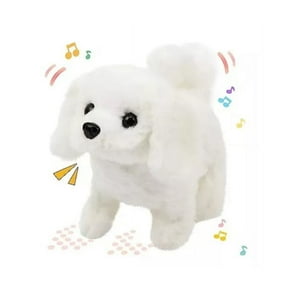 Generica - Juguete Perro Peluche Interactivo Electrónico Mueve Y Ladra Blanco