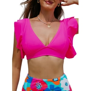 Traje De Baño Top Bikini Parte De Arriba Gloriahoon Fucsia