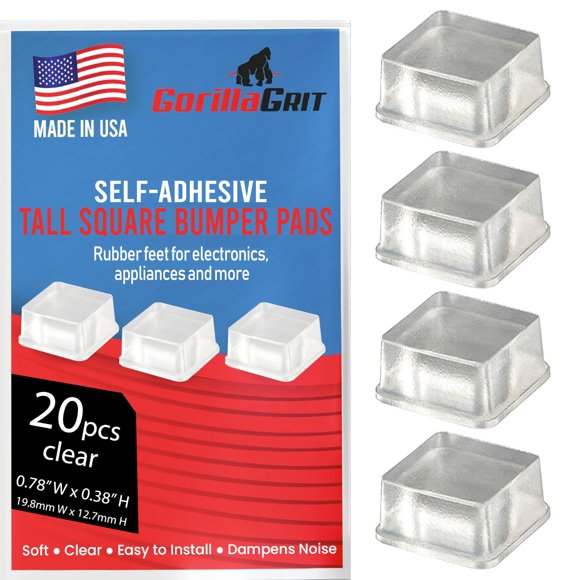 Topes de goma transparentes cuadrados altos GorillaGrit Hardware 20 pzas