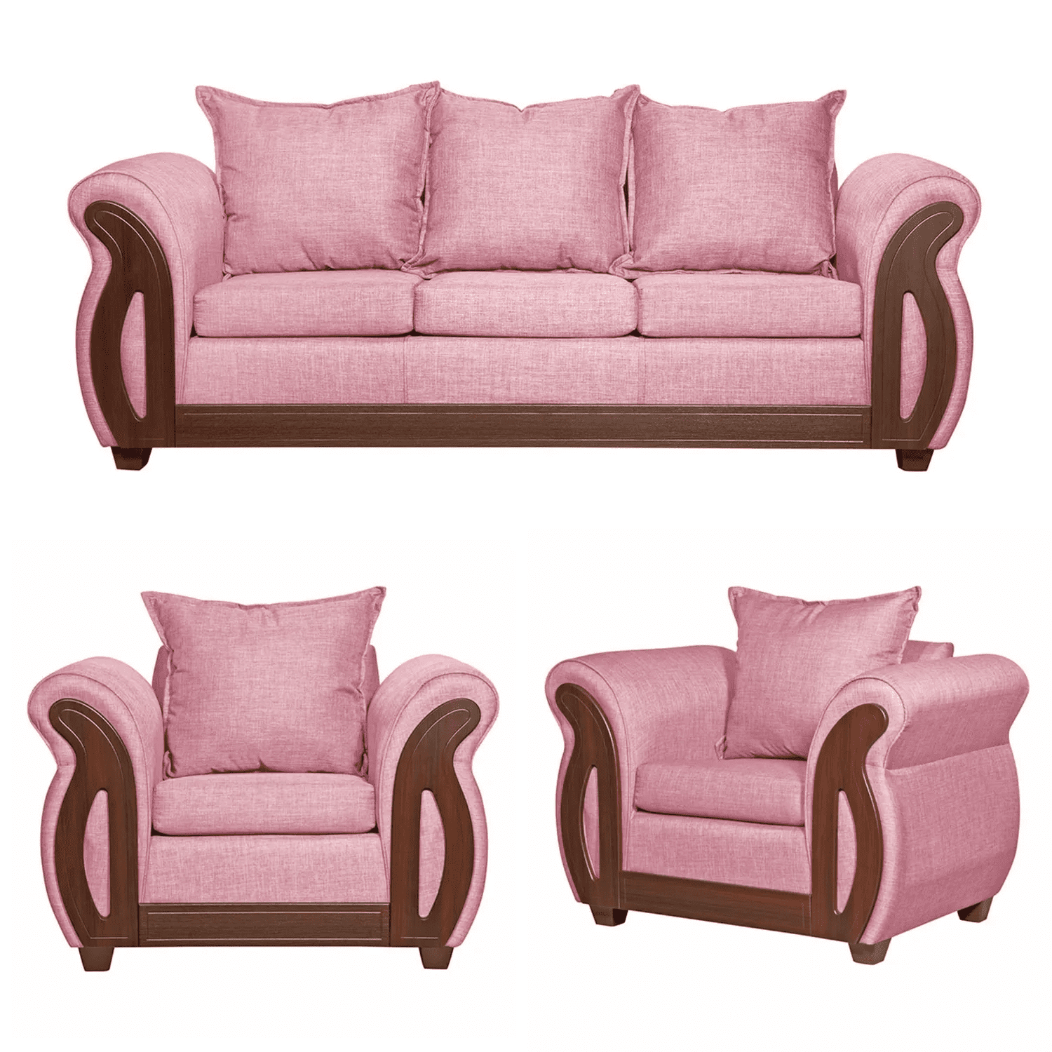 Ruzam Mobel - Juego De Living 3-1-1 Isidora Palo Rosa Lino